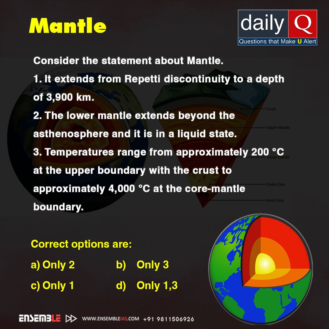 Consider the statement about Mantle | MCQ | Correct Answer