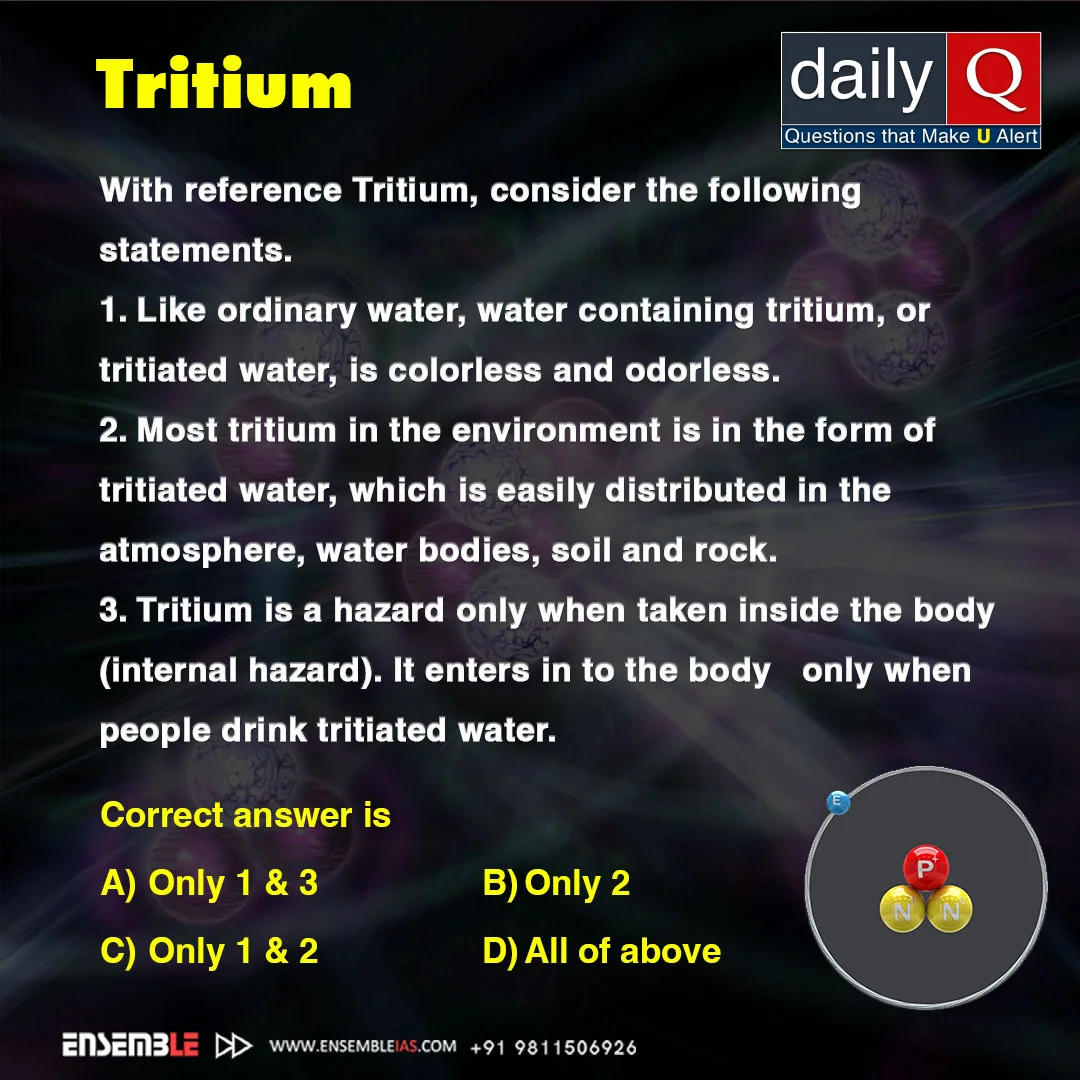 With Reference Tritium, Consider the following statements | MCQ | Correct Answer