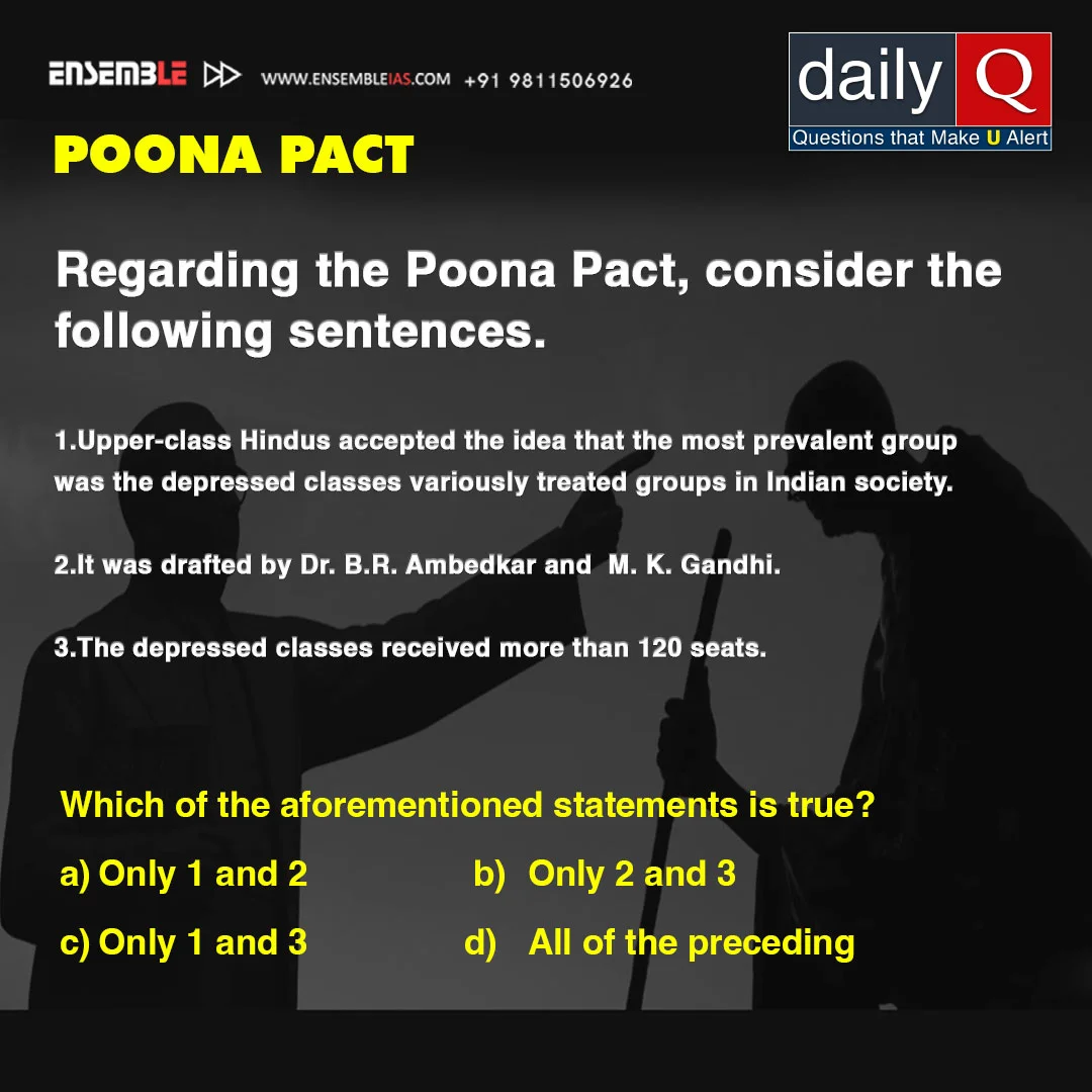 Regarding the Poona Pact, consider the following sentences | MCQ | Correct Answer
